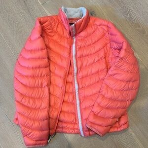 Lands End orange women’s goose down puffer coat size S (6-8)